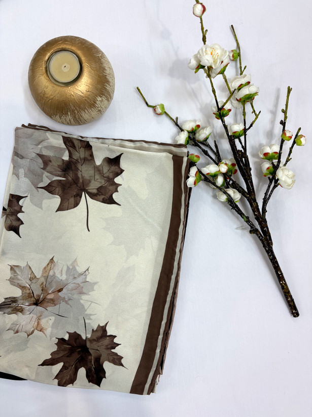 روسری ابریشم برگ پاییزی
