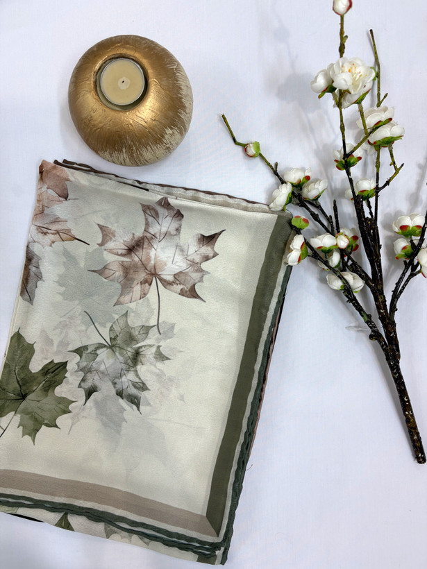 روسری ابریشم برگ پاییزی